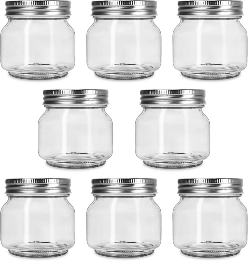BEWAVE Glass Mason Jars, 8 oz Clear Glass Jars with Lids for Sealing, Regular Mouth Canning Jars for Food Storage, Snacks, Candies, DIY Projects, 8 Pack - Image 1